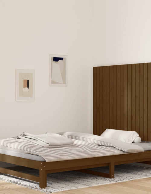 Încărcați imaginea în vizualizatorul Galerie, Tăblie de pat pentru perete, maro miere, 127,5x3x90 cm - Lando
