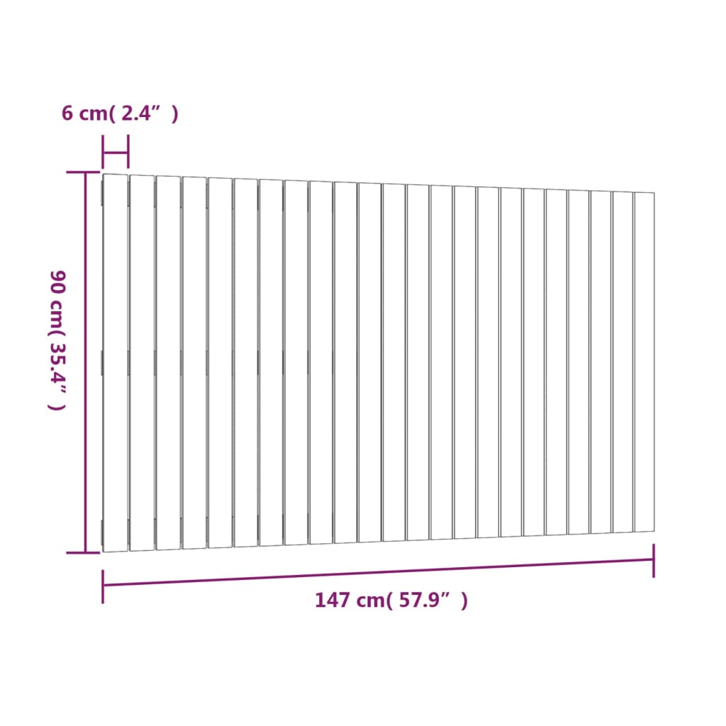 Tăblie de pat pentru perete, gri, 147x3x90 cm, lemn masiv pin - Lando