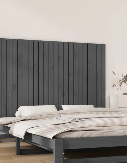 Încărcați imaginea în vizualizatorul Galerie, Tăblie de pat pentru perete, gri, 147x3x90 cm, lemn masiv pin - Lando
