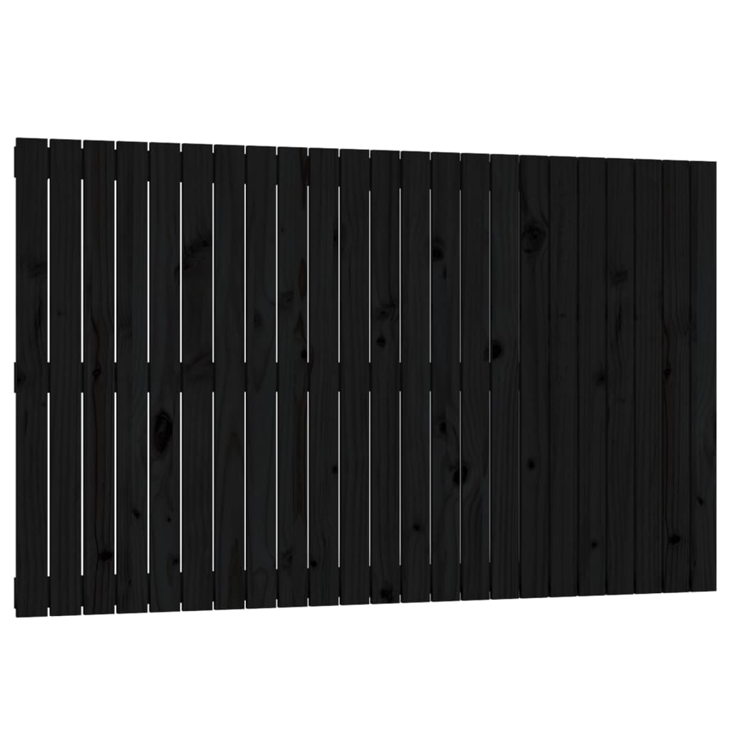 Tăblie de pat pentru perete, negru, 147x3x90 cm, lemn masiv pin - Lando