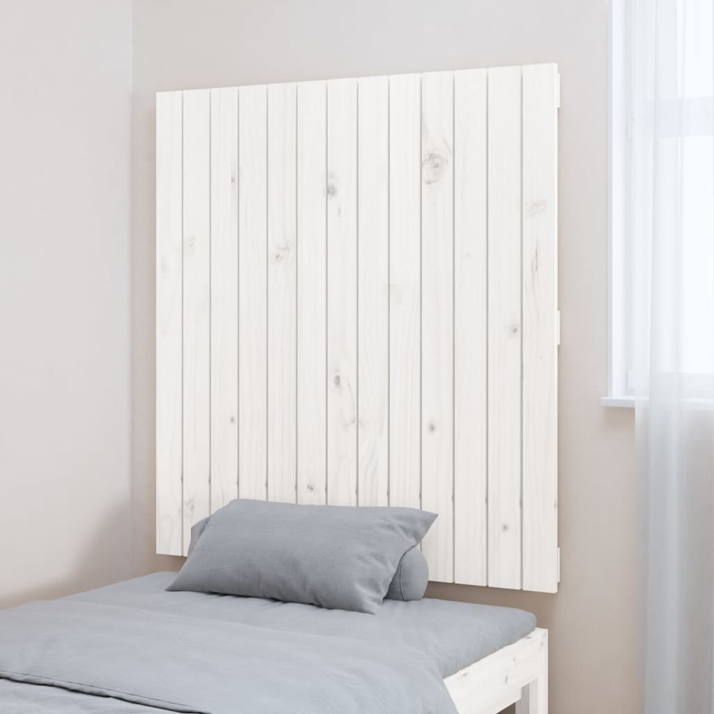Tăblie de pat pentru perete, alb, 82,5x3x90 cm, lemn masiv pin - Lando