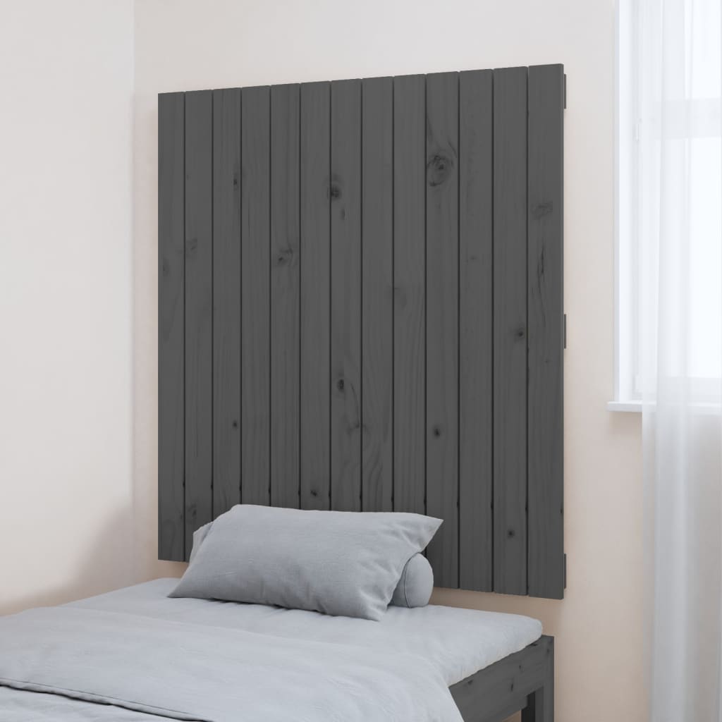 Tăblie de pat pentru perete, gri, 82,5x3x90 cm, lemn masiv pin - Lando