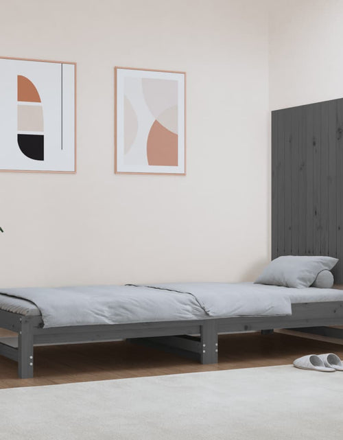 Încărcați imaginea în vizualizatorul Galerie, Tăblie de pat pentru perete, gri, 82,5x3x90 cm, lemn masiv pin - Lando

