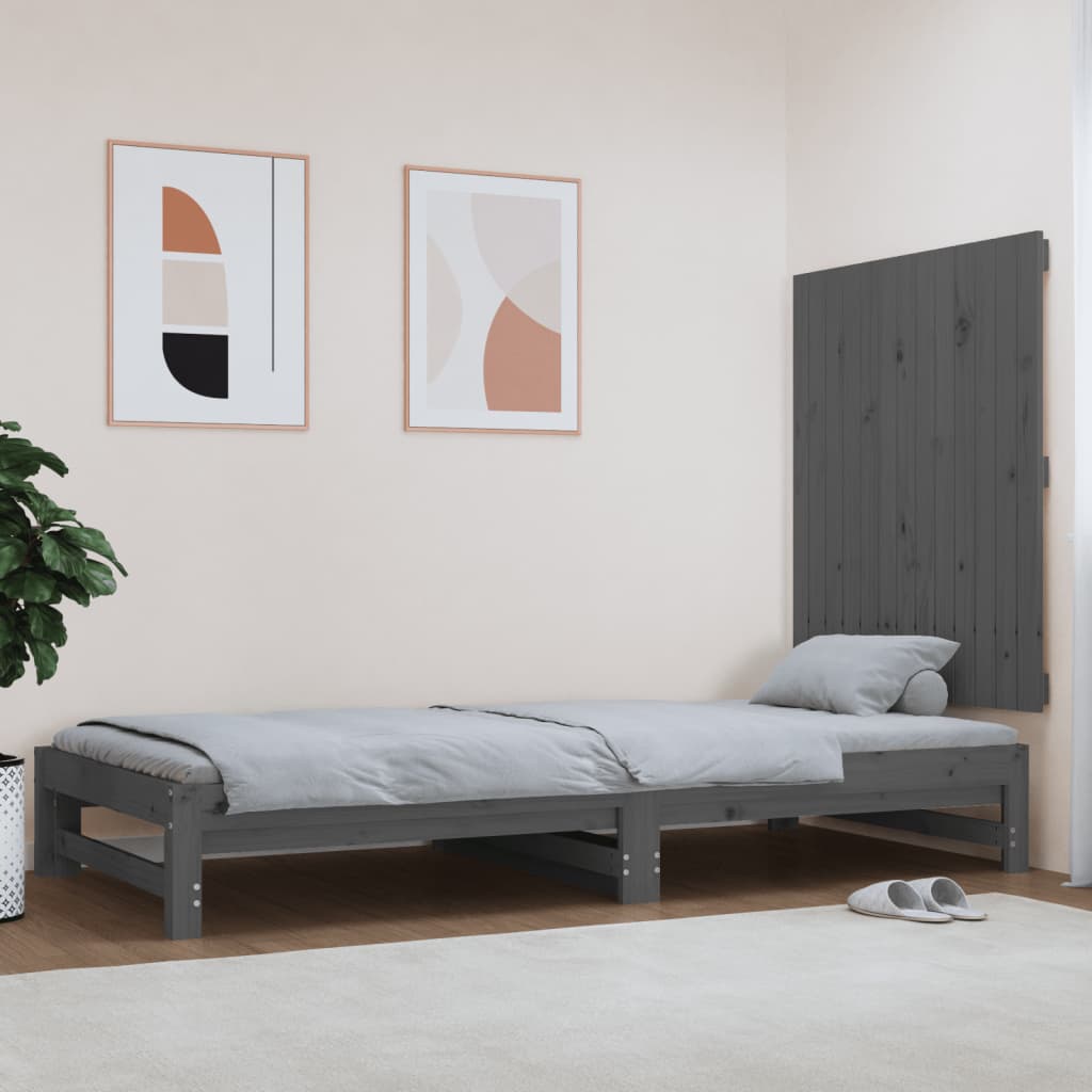 Tăblie de pat pentru perete, gri, 82,5x3x90 cm, lemn masiv pin - Lando