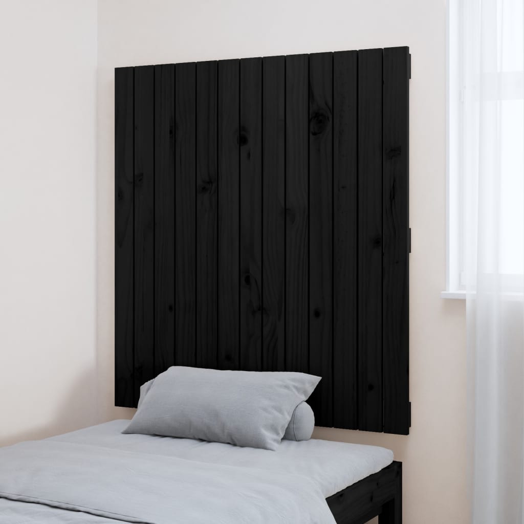 Tăblie de pat pentru perete, negru, 82,5x3x90 cm lemn masiv pin - Lando