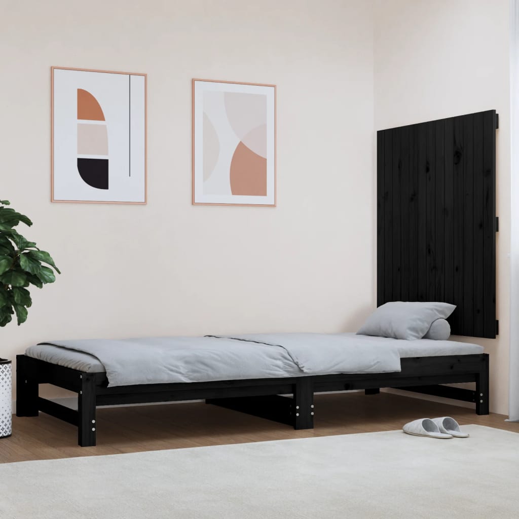 Tăblie de pat pentru perete, negru, 82,5x3x90 cm lemn masiv pin - Lando