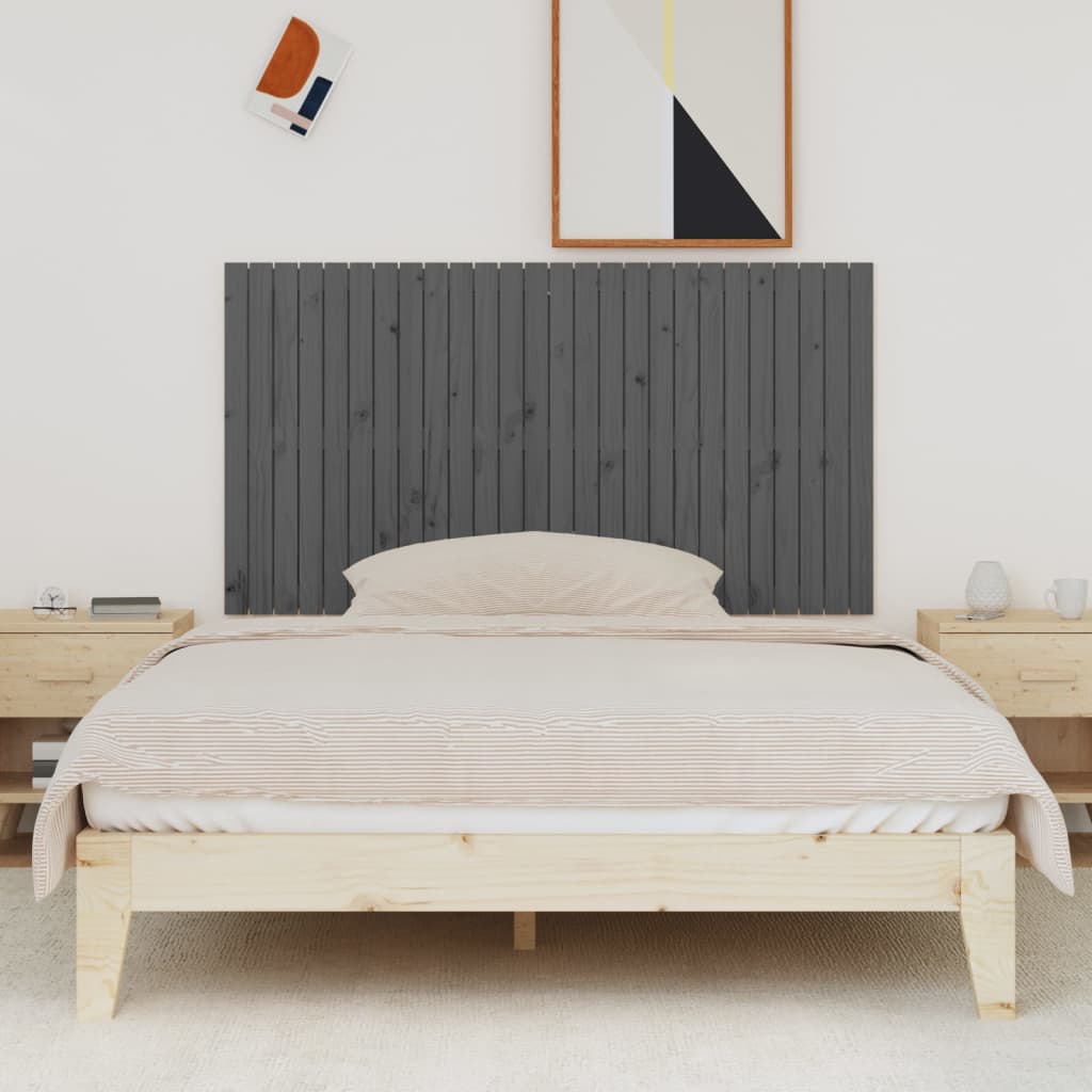 Tăblie de pat pentru perete, gri, 166x3x90 cm, lemn masiv pin - Lando