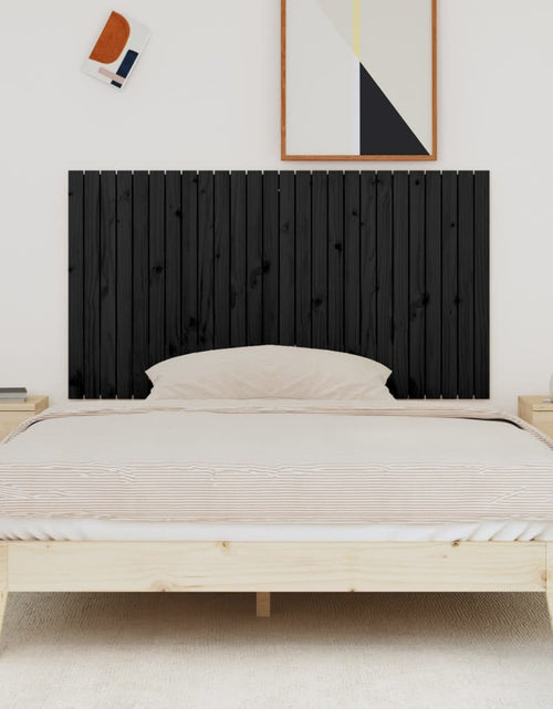 Загрузите изображение в средство просмотра галереи, Tăblie de pat pentru perete, negru, 166x3x90 cm, lemn masiv pin - Lando
