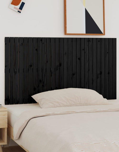 Încărcați imaginea în vizualizatorul Galerie, Tăblie de pat pentru perete, negru, 166x3x90 cm, lemn masiv pin - Lando
