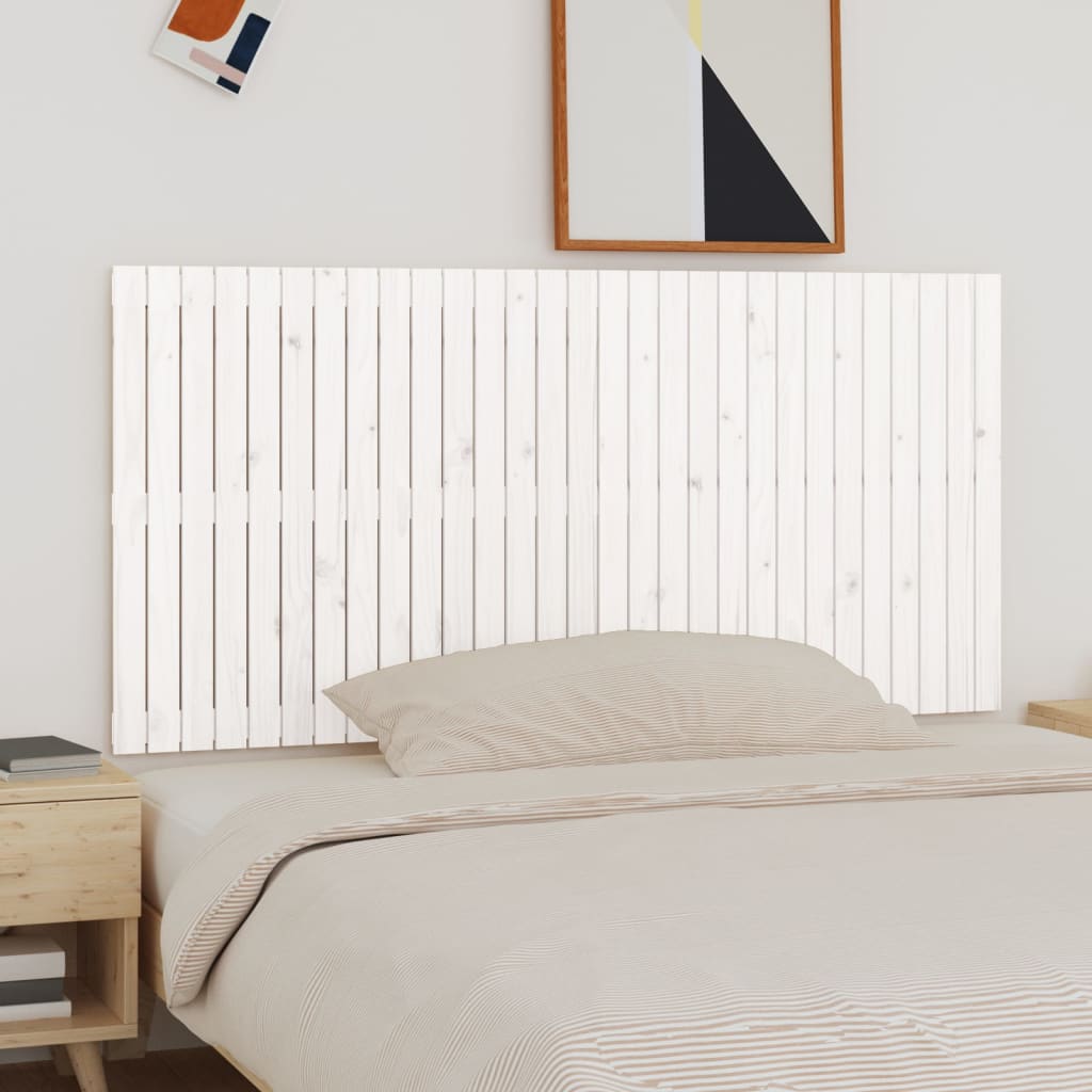 Tăblie de pat pentru perete, alb, 185x3x90 cm, lemn masiv pin - Lando