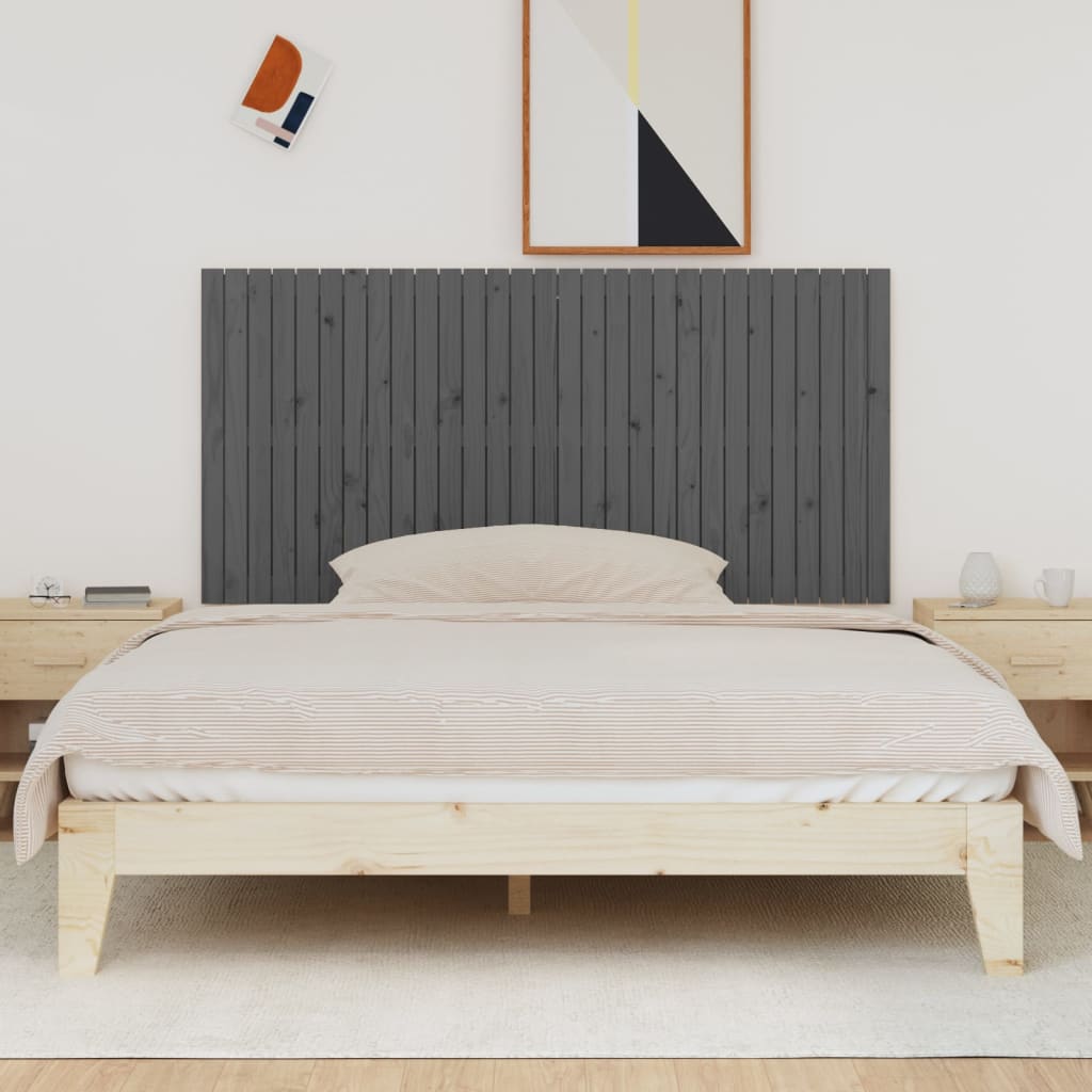 Tăblie de pat pentru perete, gri, 185x3x90 cm, lemn masiv pin - Lando