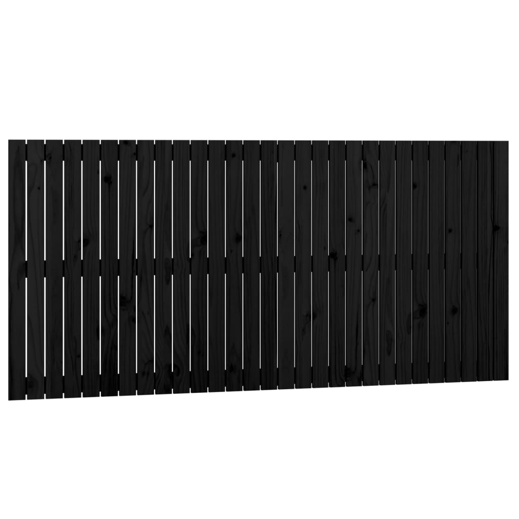 Tăblie de pat pentru perete, negru, 185x3x90 cm, lemn masiv pin - Lando
