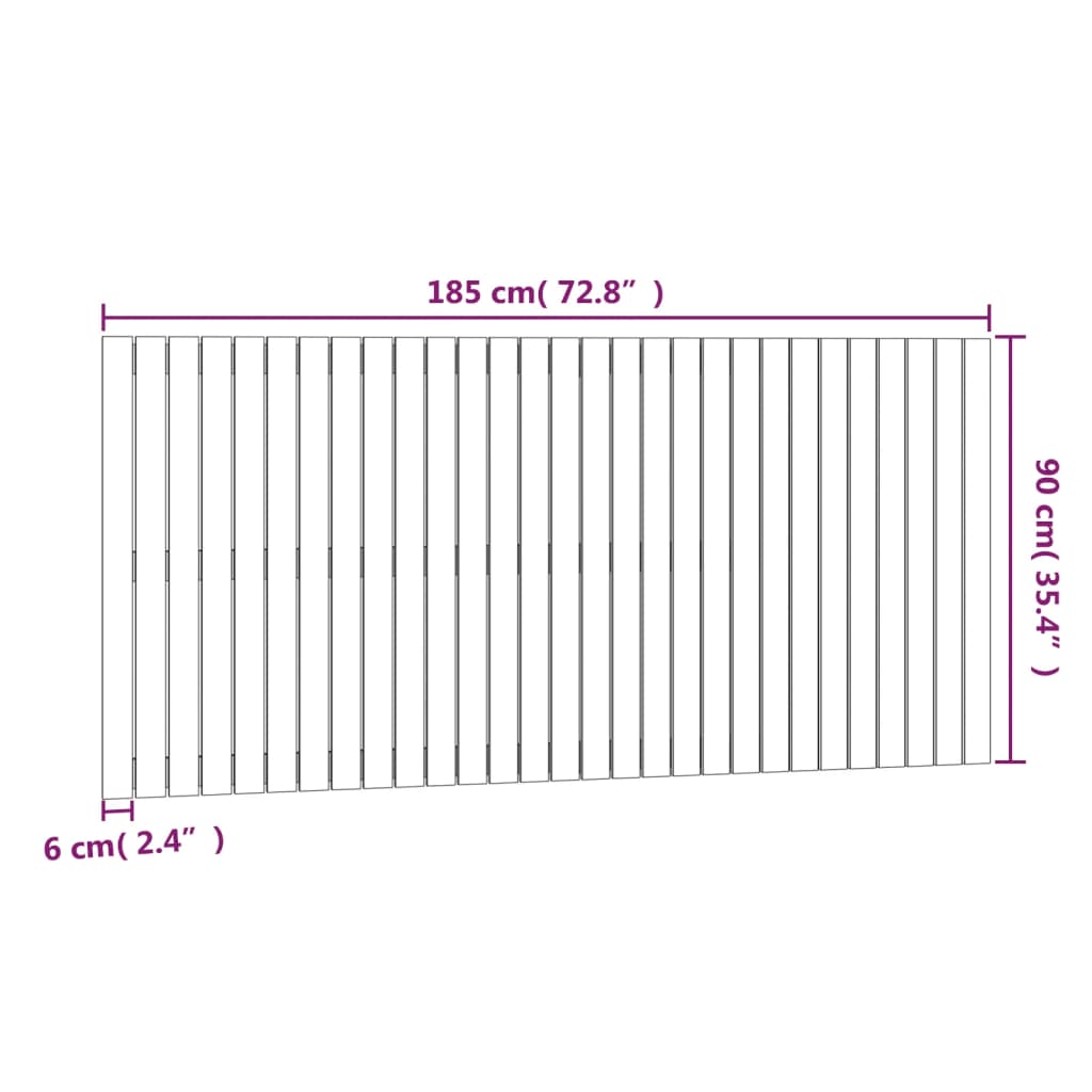 Tăblie de pat pentru perete, negru, 185x3x90 cm, lemn masiv pin - Lando