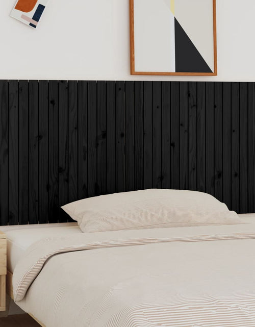Încărcați imaginea în vizualizatorul Galerie, Tăblie de pat pentru perete, negru, 185x3x90 cm, lemn masiv pin - Lando
