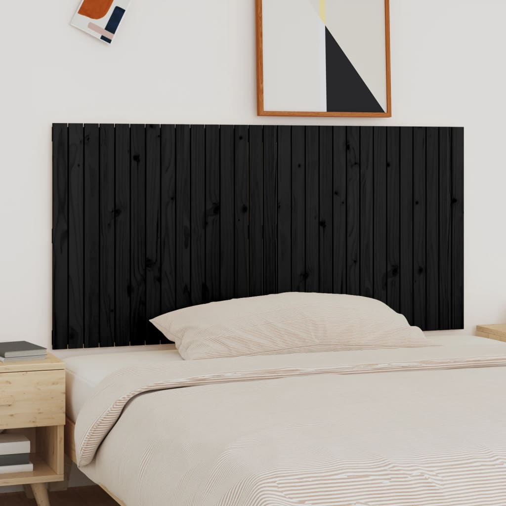 Tăblie de pat pentru perete, negru, 185x3x90 cm, lemn masiv pin - Lando