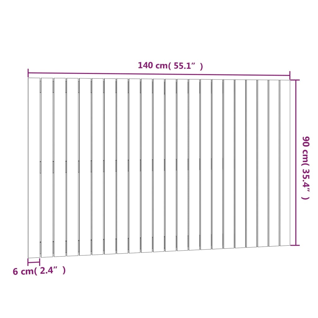 Tăblie de pat pentru perete, alb, 140x3x90 cm, lemn masiv pin - Lando