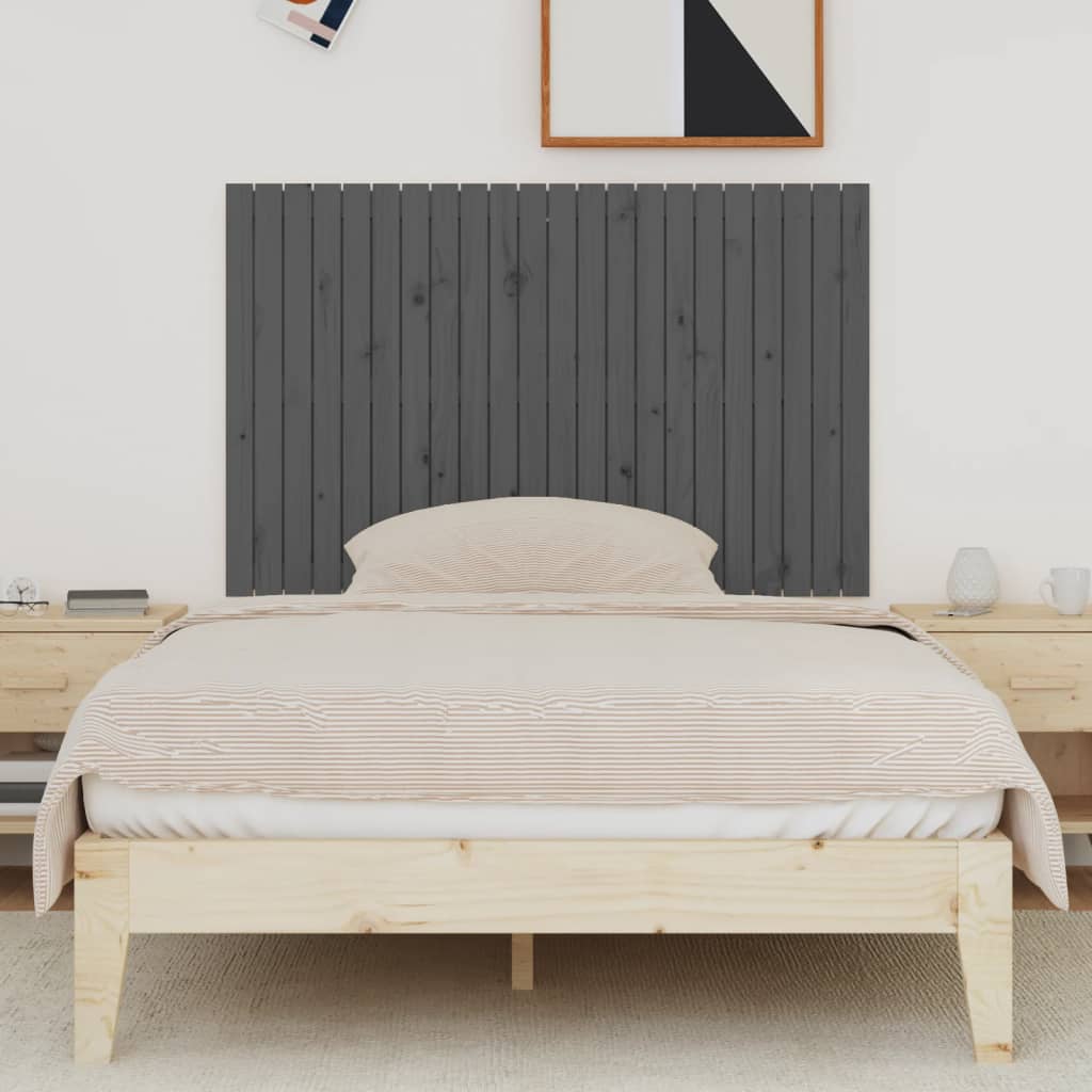 Tăblie de pat pentru perete, gri, 140x3x90 cm, lemn masiv pin - Lando