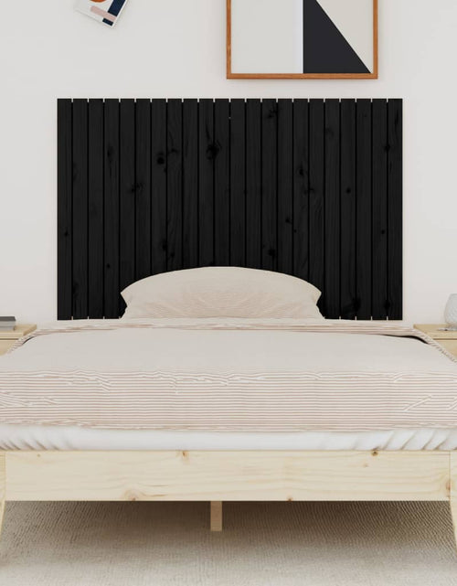 Încărcați imaginea în vizualizatorul Galerie, Tăblie de pat pentru perete, negru, 140x3x90 cm, lemn masiv pin - Lando
