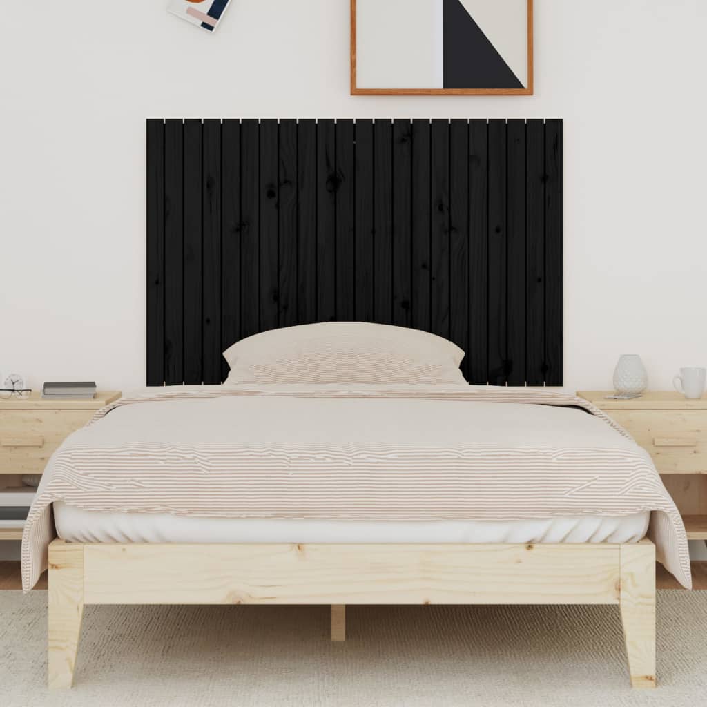 Tăblie de pat pentru perete, negru, 140x3x90 cm, lemn masiv pin - Lando