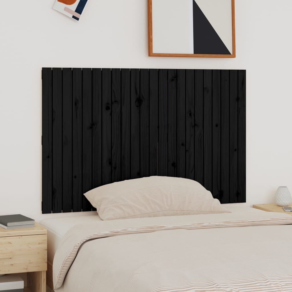 Tăblie de pat pentru perete, negru, 140x3x90 cm, lemn masiv pin - Lando