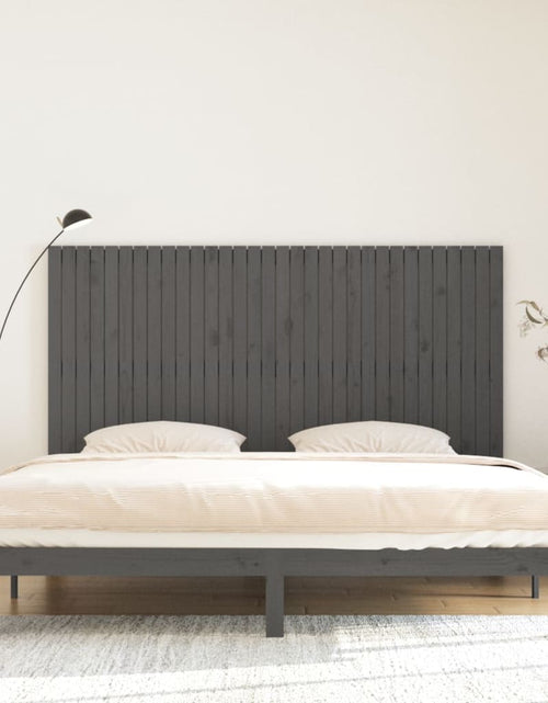 Încărcați imaginea în vizualizatorul Galerie, Tăblie de pat pentru perete, gri, 204x3x110 cm, lemn masiv pin - Lando
