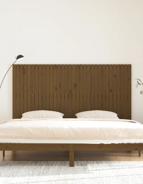 Încărcați imaginea în vizualizatorul Galerie, Tăblie de pat pentru perete, maro miere, 204x3x110 cm, lemn pin - Lando
