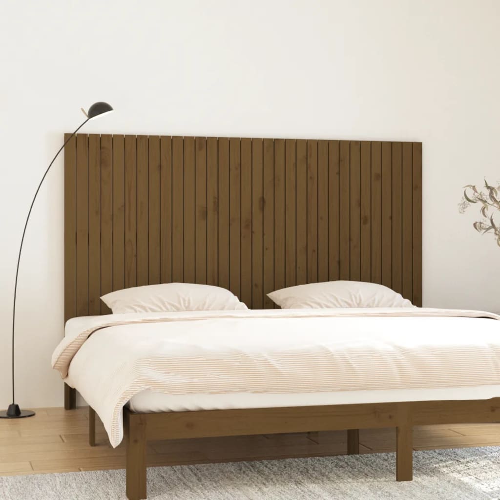 Tăblie de pat pentru perete, maro miere, 204x3x110 cm, lemn pin - Lando
