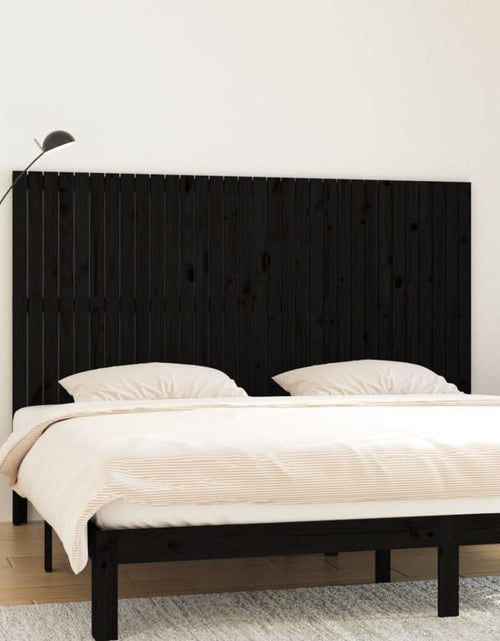 Încărcați imaginea în vizualizatorul Galerie, Tăblie de pat pentru perete, negru, 204x3x110 cm lemn masiv pin - Lando
