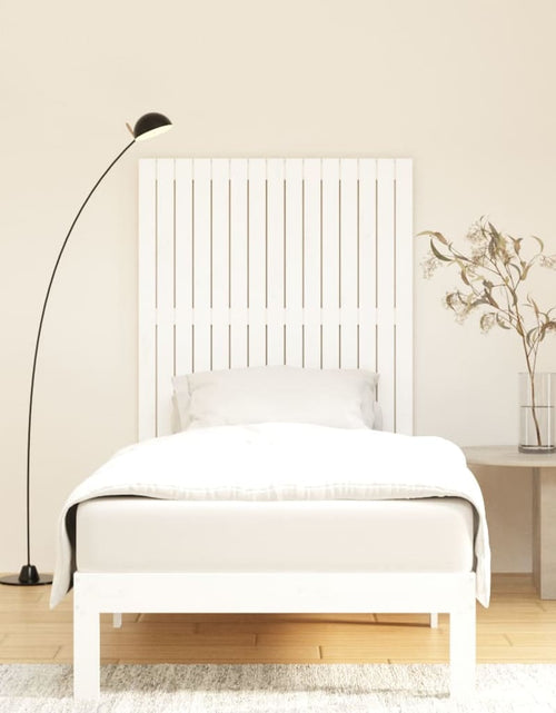 Încărcați imaginea în vizualizatorul Galerie, Tăblie de pat pentru perete, alb, 95,5x3x110 cm, lemn masiv pin - Lando
