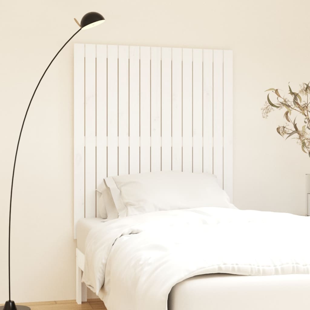 Tăblie de pat pentru perete, alb, 95,5x3x110 cm, lemn masiv pin - Lando