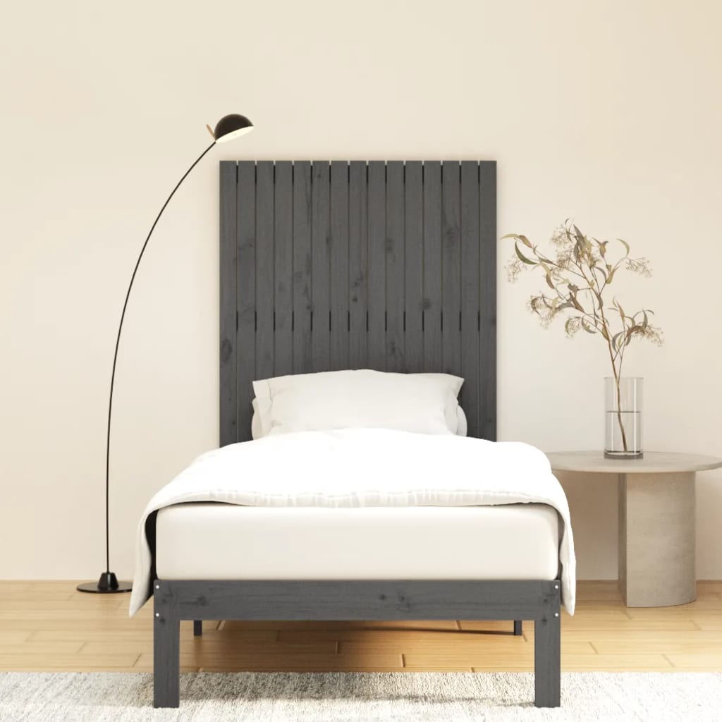 Tăblie de pat pentru perete, gri, 95,5x3x110 cm, lemn masiv pin - Lando