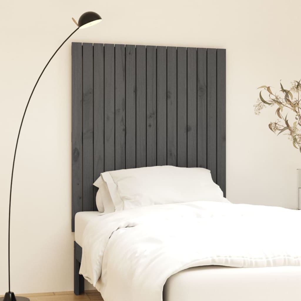 Tăblie de pat pentru perete, gri, 95,5x3x110 cm, lemn masiv pin - Lando