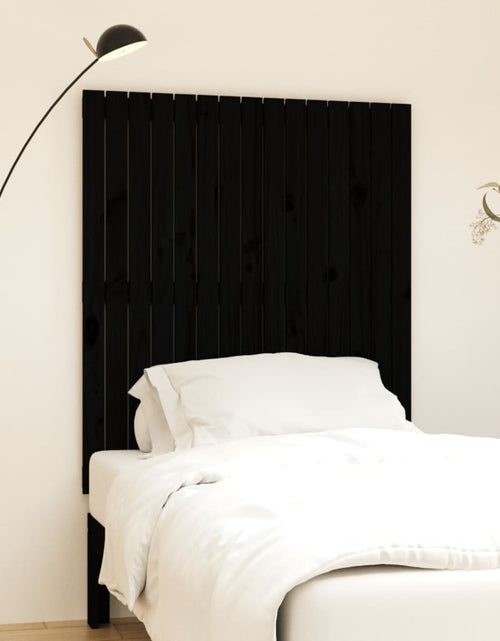 Încărcați imaginea în vizualizatorul Galerie, Tăblie de pat pentru perete, negru 95,5x3x110 cm lemn masiv pin - Lando

