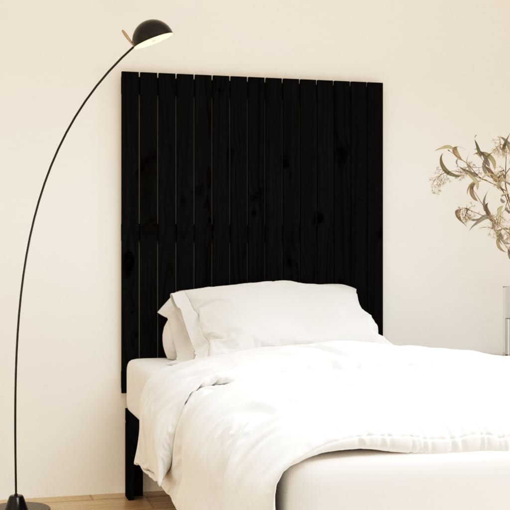Tăblie de pat pentru perete, negru 95,5x3x110 cm lemn masiv pin - Lando