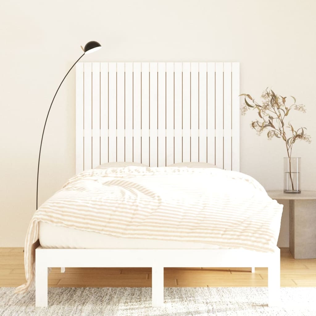 Tăblie de pat pentru perete, alb, 127,5x3x110 cm lemn masiv pin - Lando