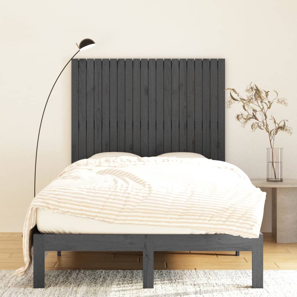 Tăblie de pat pentru perete, gri, 127,5x3x110 cm lemn masiv pin - Lando