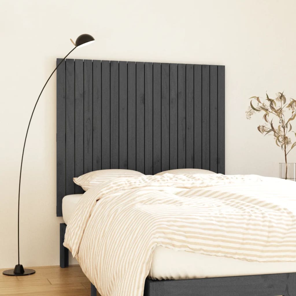 Tăblie de pat pentru perete, gri, 127,5x3x110 cm lemn masiv pin - Lando