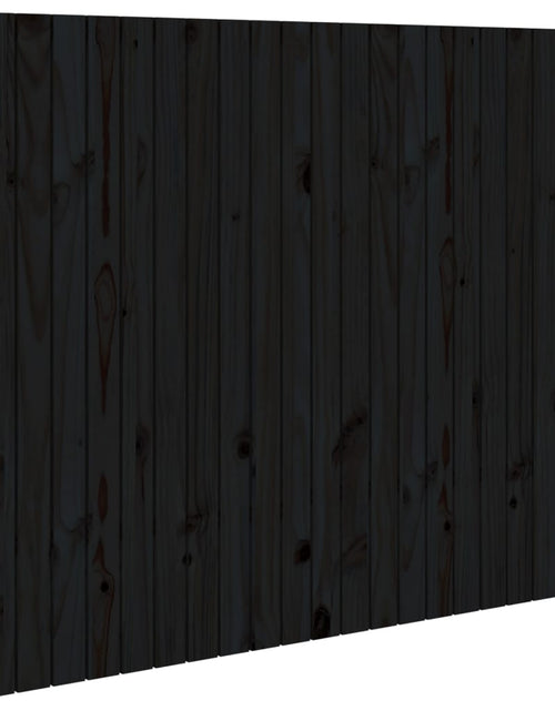Загрузите изображение в средство просмотра галереи, Tăblie de pat pentru perete negru 127,5x3x110 cm lemn masiv pin - Lando
