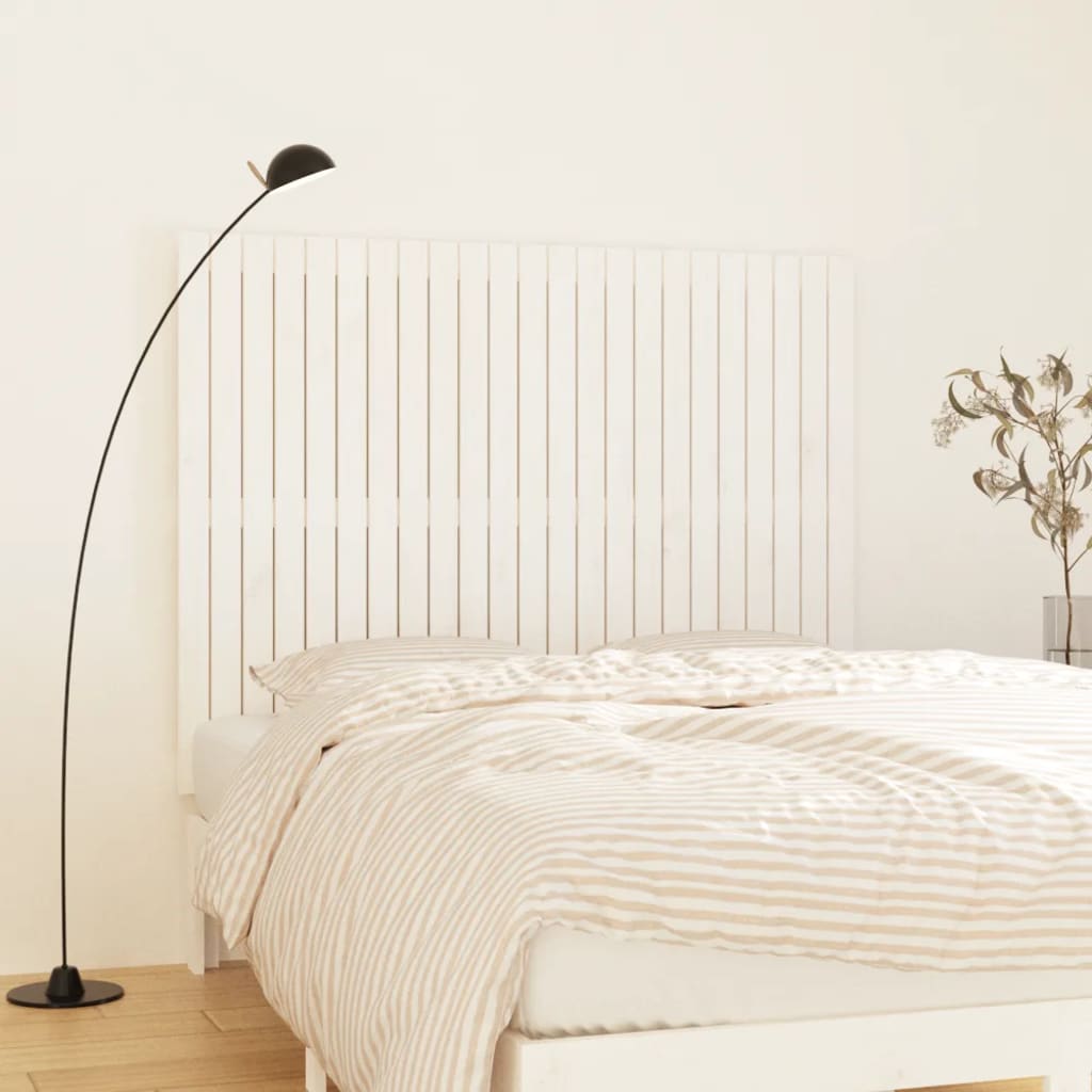 Tăblie de pat pentru perete, alb, 146,5x3x110 cm lemn masiv pin - Lando