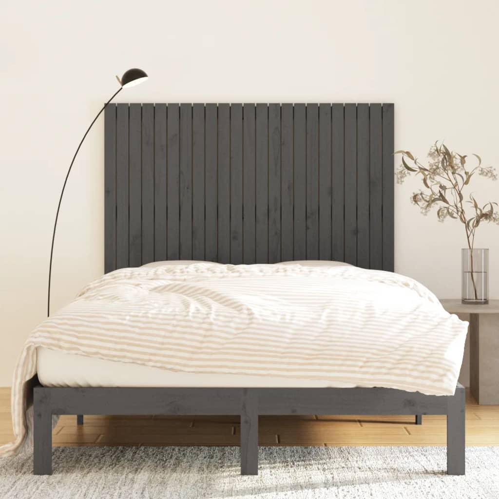Tăblie de pat pentru perete, gri, 146,5x3x110 cm lemn masiv pin - Lando