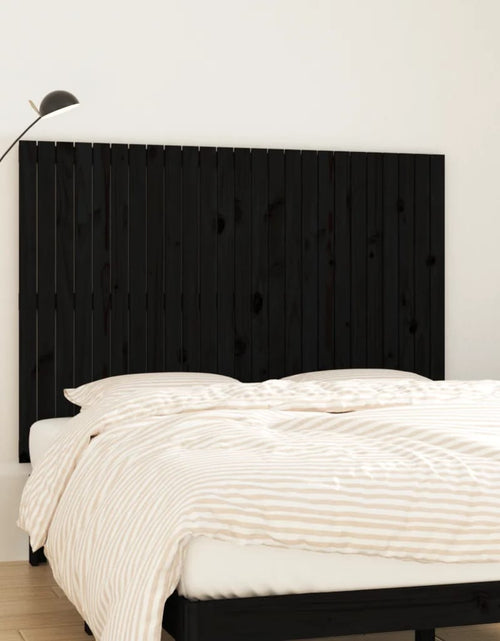 Загрузите изображение в средство просмотра галереи, Tăblie de pat pentru perete negru 159,5x3x110 cm lemn masiv pin - Lando
