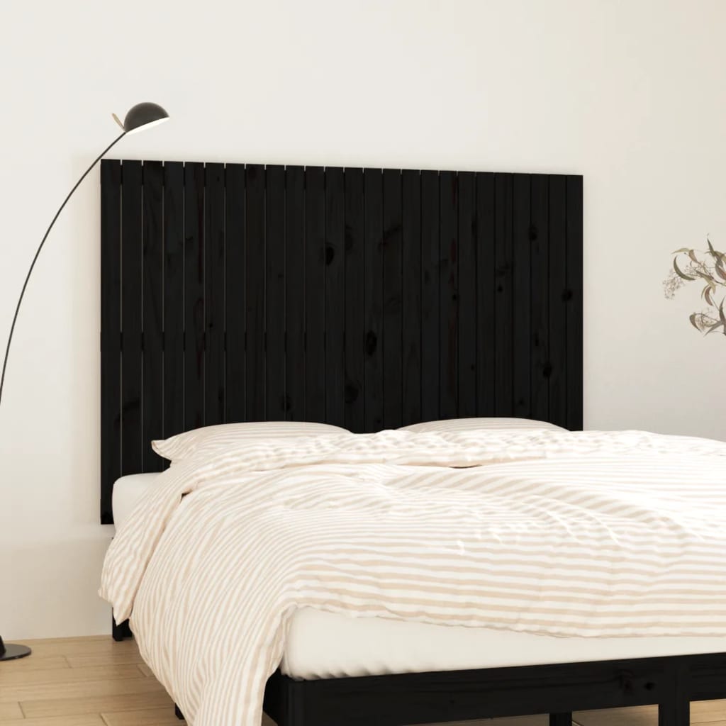 Tăblie de pat pentru perete negru 159,5x3x110 cm lemn masiv pin - Lando