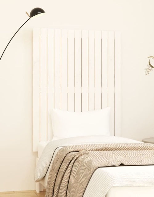 Încărcați imaginea în vizualizatorul Galerie, Tăblie de pat pentru perete, alb, 82,5x3x110 cm, lemn masiv pin - Lando
