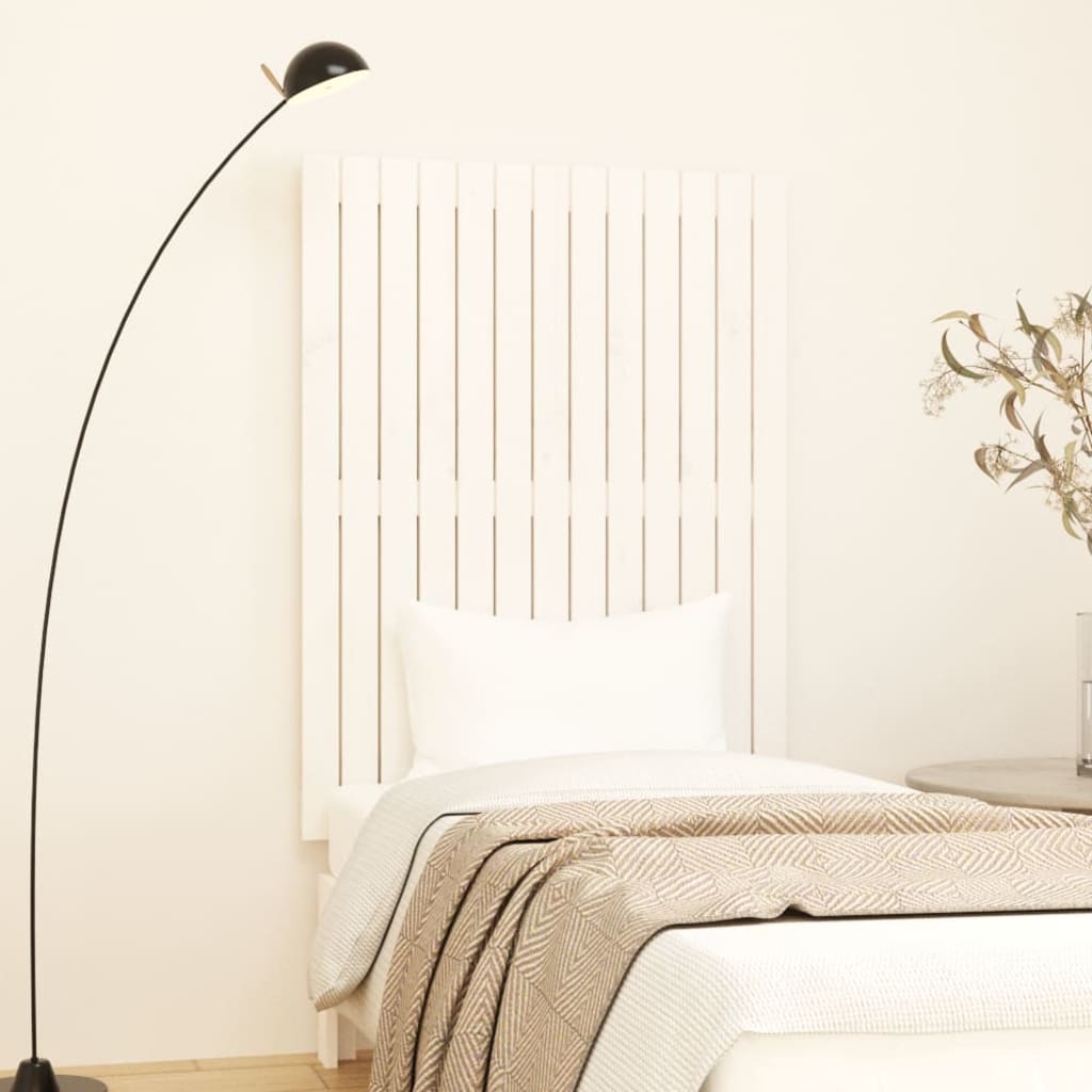 Tăblie de pat pentru perete, alb, 82,5x3x110 cm, lemn masiv pin - Lando