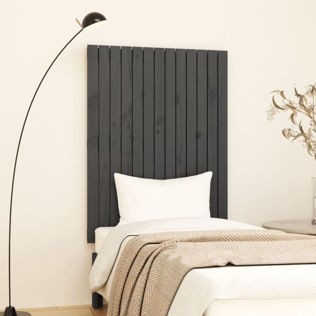 Tăblie de pat pentru perete, gri, 82,5x3x110 cm, lemn masiv pin - Lando