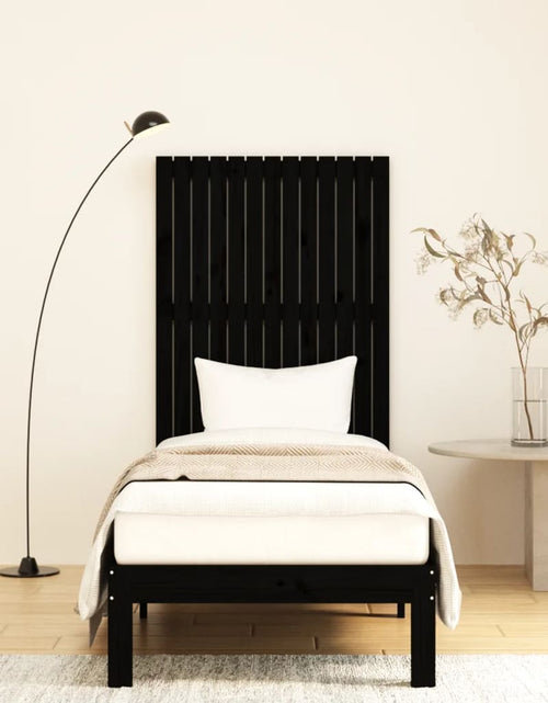 Încărcați imaginea în vizualizatorul Galerie, Tăblie de pat pentru perete, negru 82,5x3x110 cm lemn masiv pin - Lando
