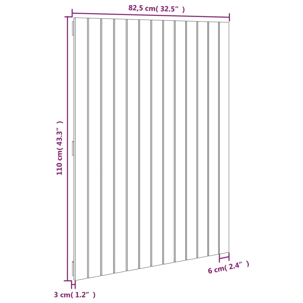 Tăblie de pat pentru perete, negru 82,5x3x110 cm lemn masiv pin - Lando