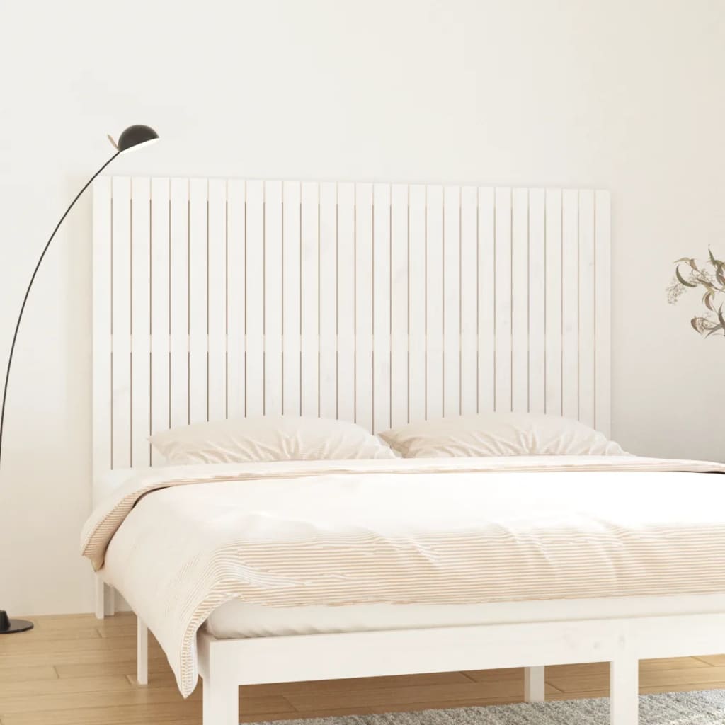 Tăblie de pat pentru perete, alb, 185x3x110 cm, lemn masiv pin - Lando