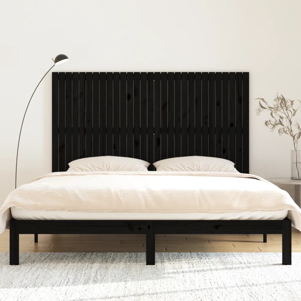 Tăblie de pat pentru perete, negru, 185x3x110 cm lemn masiv pin - Lando