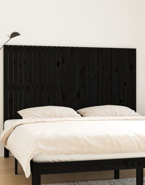 Загрузите изображение в средство просмотра галереи, Tăblie de pat pentru perete, negru, 185x3x110 cm lemn masiv pin - Lando
